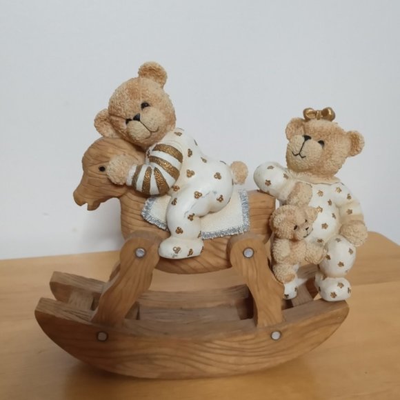 Teddy Bears On Rocking Horse Figurine - Picture 3 of 6